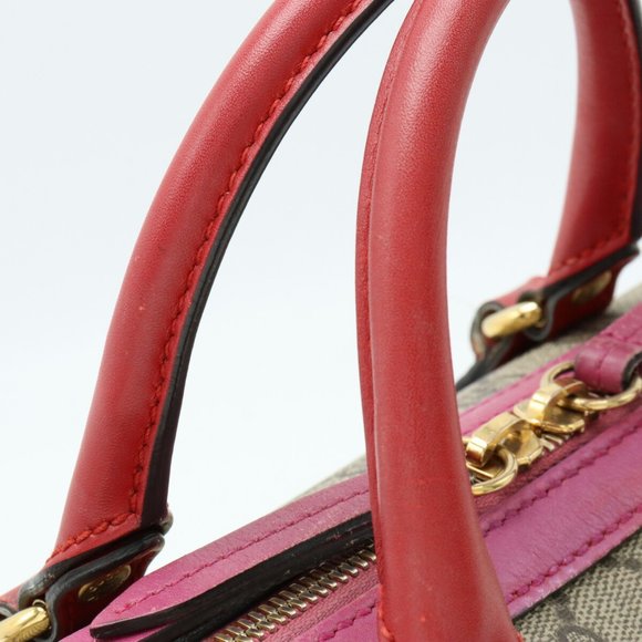 GUCCI GG Supreme handbag, Boston bag, shoulder leather, beige, pink, red, 409529 - Picture 8 of 9